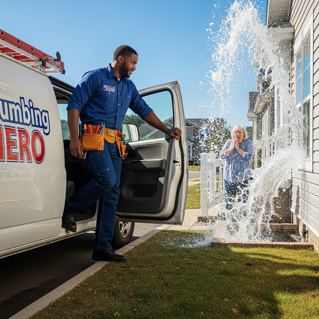 New water heater being installed by a technician in a utility room.