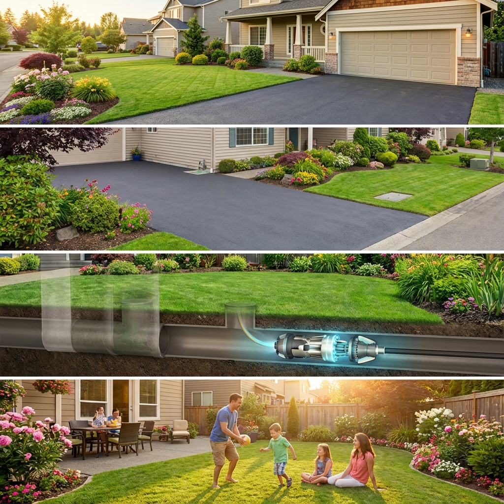 Plumber working on an outdoor hose spigot attached to a house wall.